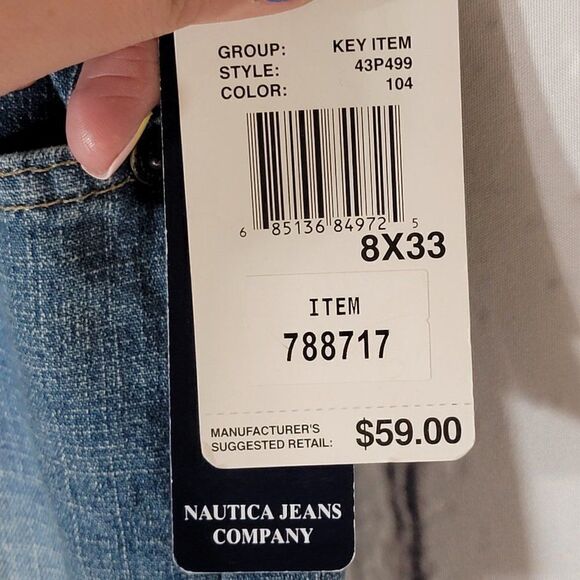 Nautica Jeans 8x33 Long Stretch Denim Straight Leg High Rise Light Wash Normcore - Picture 3 of 6